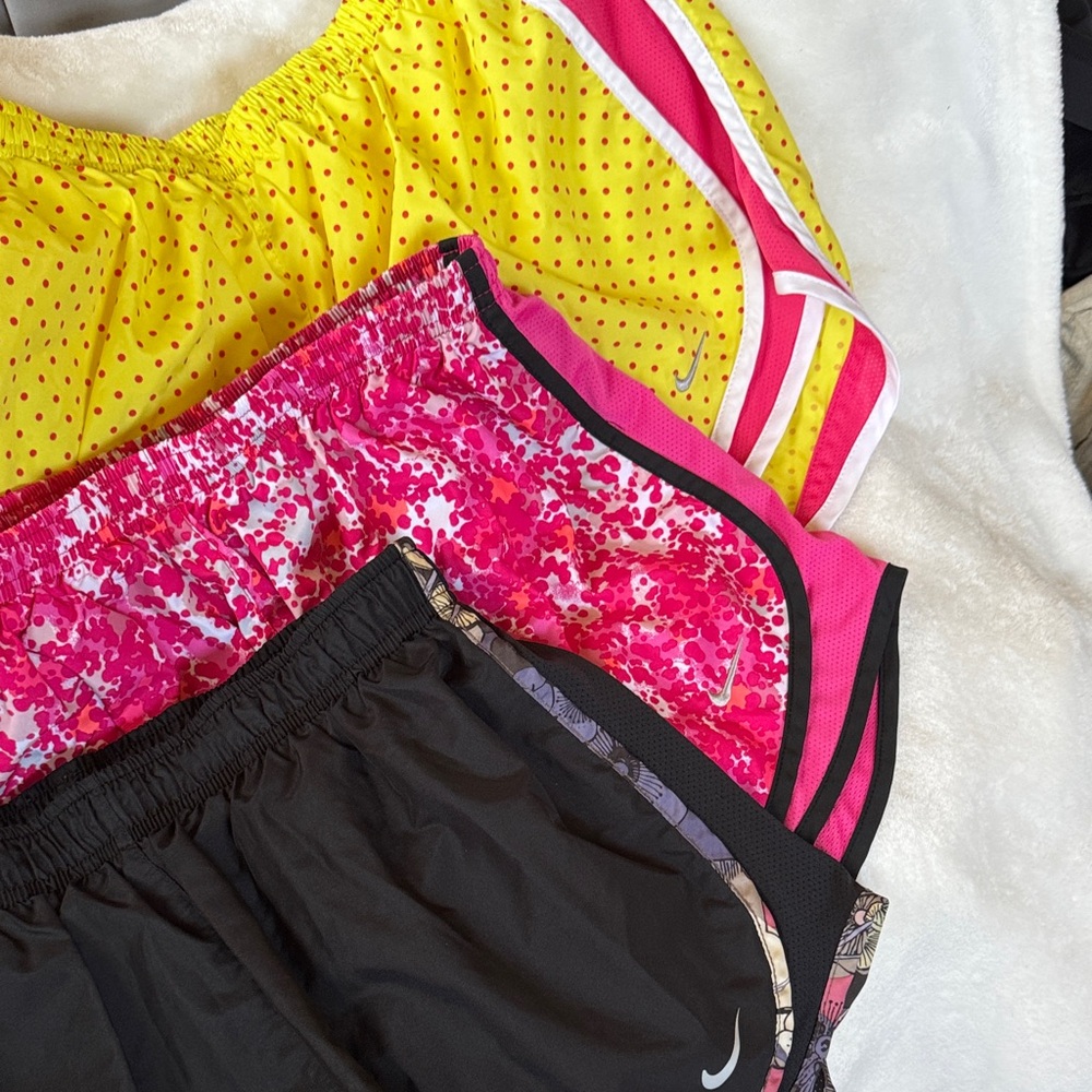 3 Nike Colorful Shorts Trio - Yellow, Pink, Black